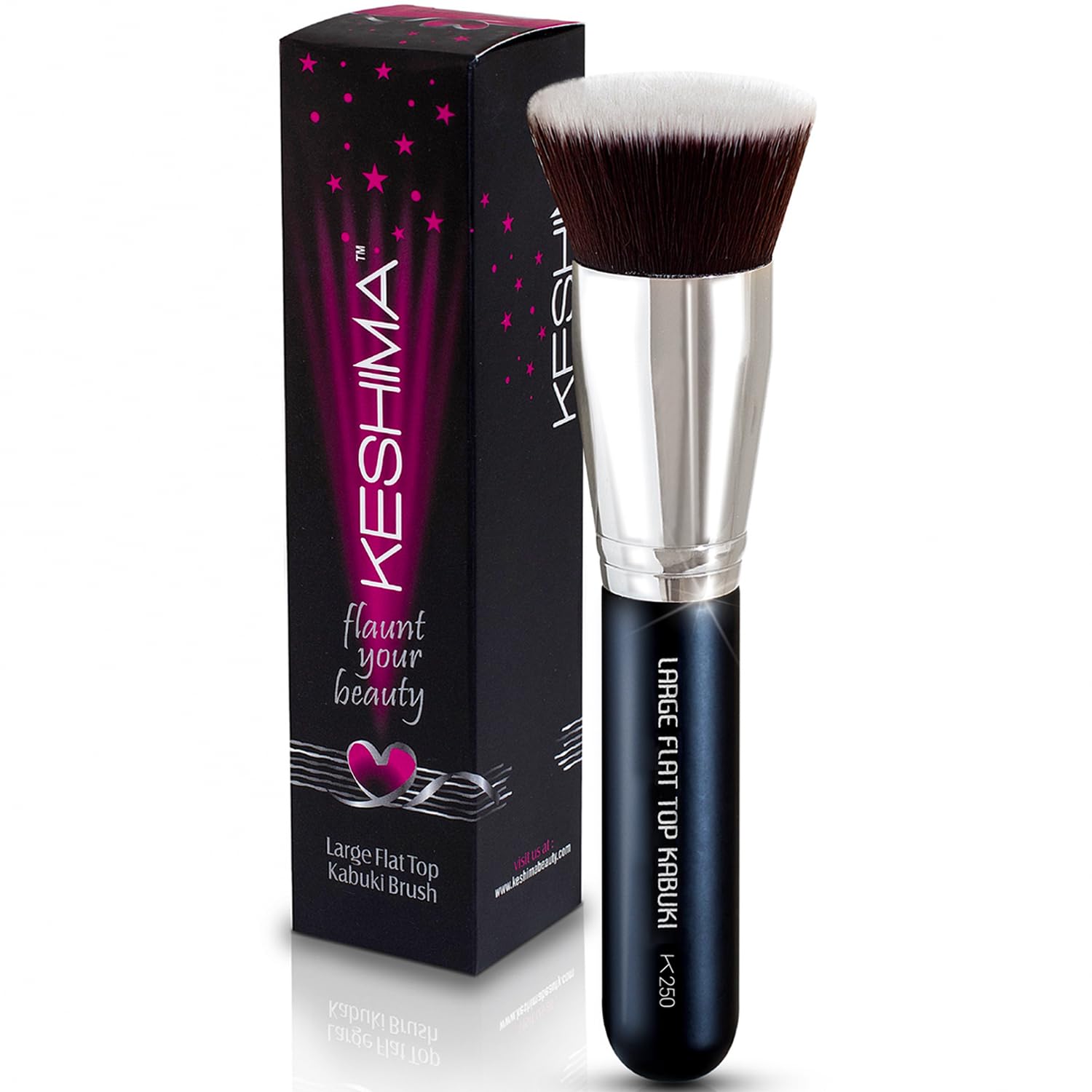 Flat Top Kabuki Foundation Brush By KESHIMA - Premium Makeup Brush for Liquid, Cream, and Powder - Buffing, Blending, and Face - 1.2" Top Diameter