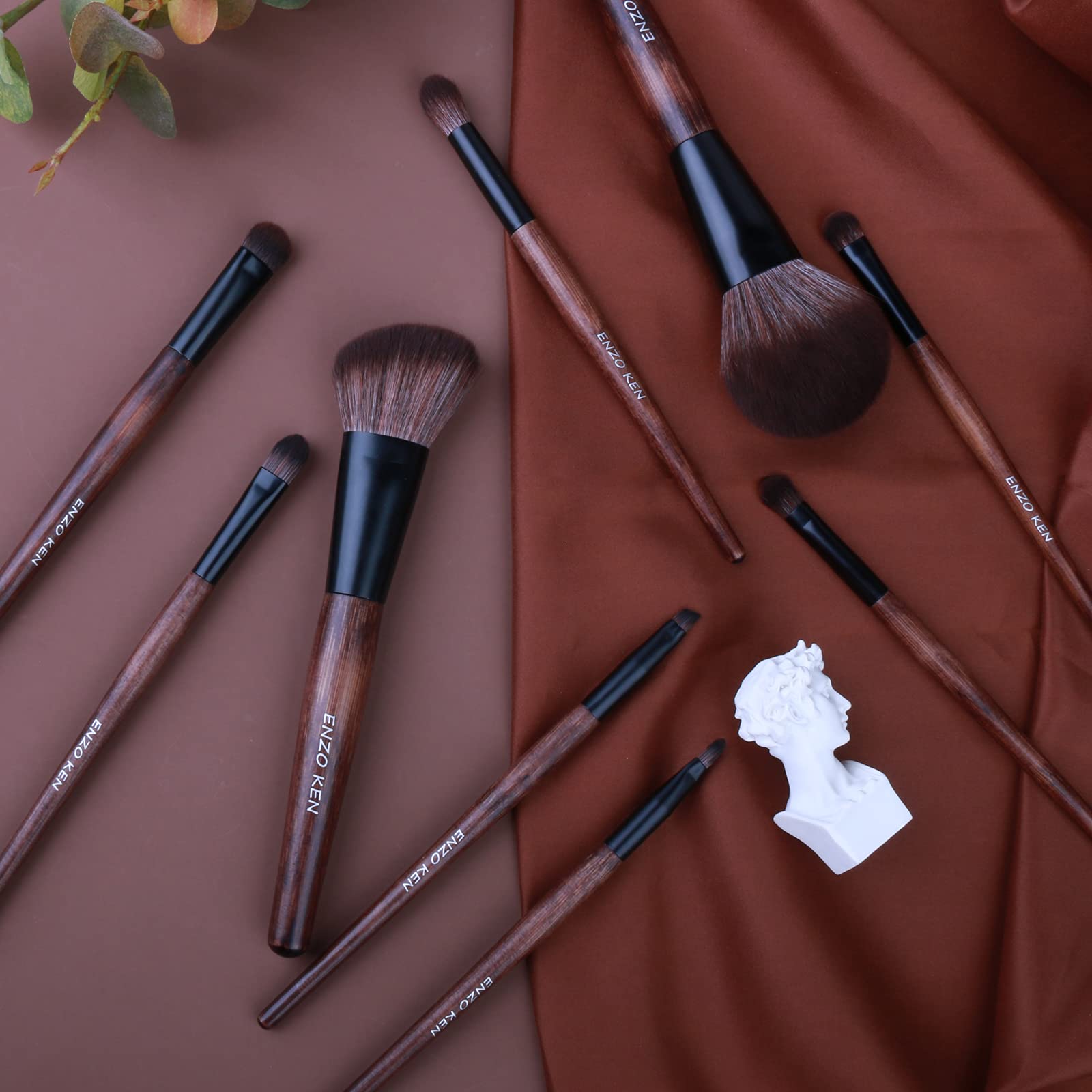 ENZO KEN Deluxe Natural Goat Hair Makeup Brush Set with Case, 24 Cosmetic Brushes Makeup Set, Wooden Natural Makeup Brushes, Natural Bristle Makeup Brush, Natural Hair Makeup Brushes Set Professional.