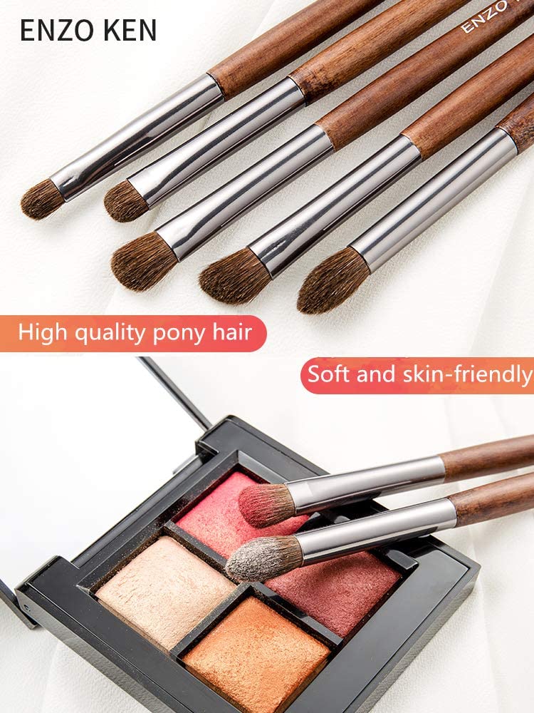 ENZO KEN Deluxe Natural Goat Hair Makeup Brush Set with Case, 24 Cosmetic Brushes Makeup Set, Wooden Natural Makeup Brushes, Natural Bristle Makeup Brush, Natural Hair Makeup Brushes Set Professional.