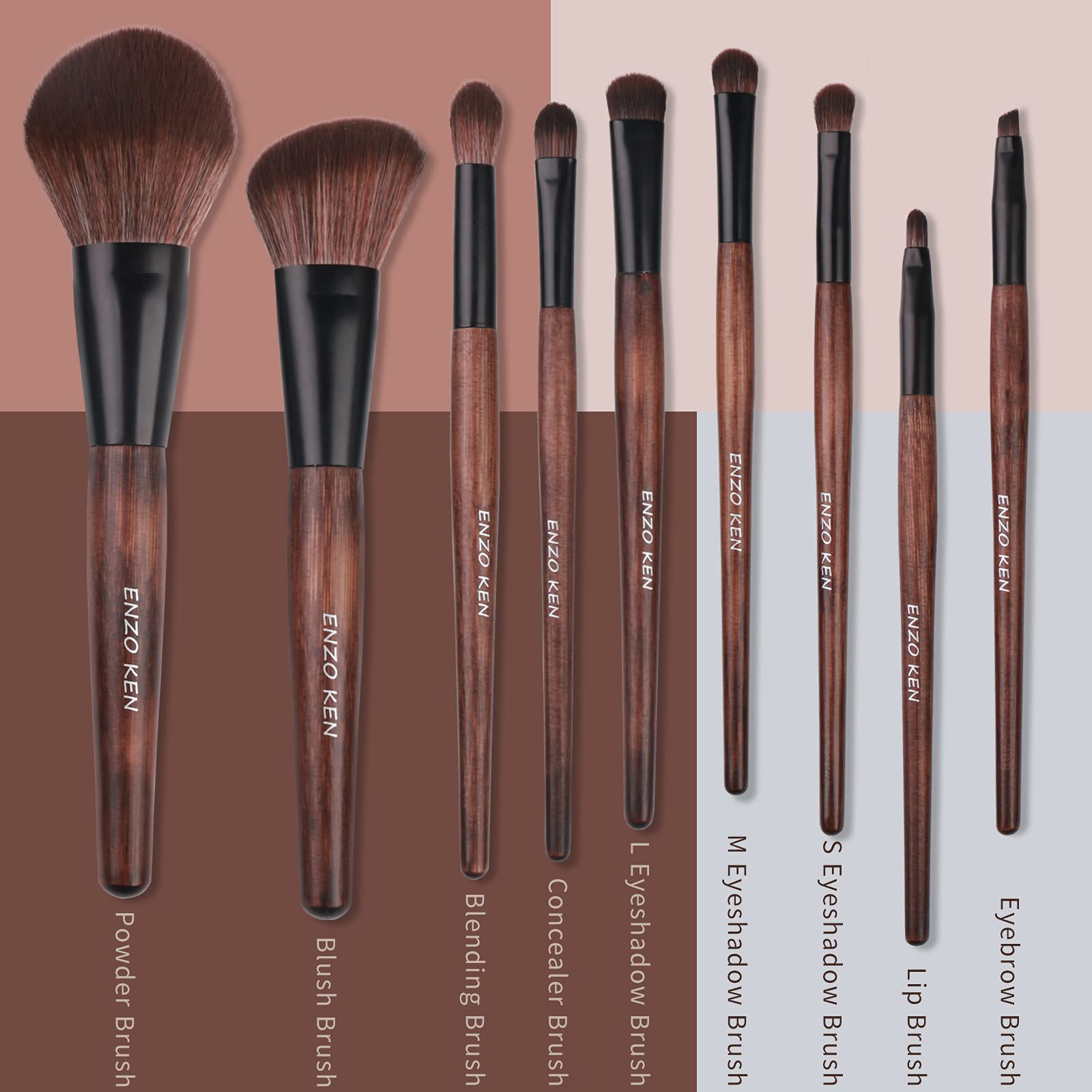 ENZO KEN Deluxe Natural Goat Hair Makeup Brush Set with Case, 24 Cosmetic Brushes Makeup Set, Wooden Natural Makeup Brushes, Natural Bristle Makeup Brush, Natural Hair Makeup Brushes Set Professional.