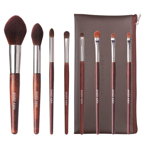ENZO KEN Deluxe Natural Goat Hair Makeup Brush Set with Case, 24 Cosmetic Brushes Makeup Set, Wooden Natural Makeup Brushes, Natural Bristle Makeup Brush, Natural Hair Makeup Brushes Set Professional.