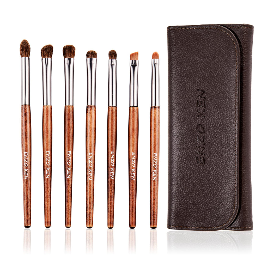 ENZO KEN Deluxe Natural Goat Hair Makeup Brush Set with Case, 24 Cosmetic Brushes Makeup Set, Wooden Natural Makeup Brushes, Natural Bristle Makeup Brush, Natural Hair Makeup Brushes Set Professional.