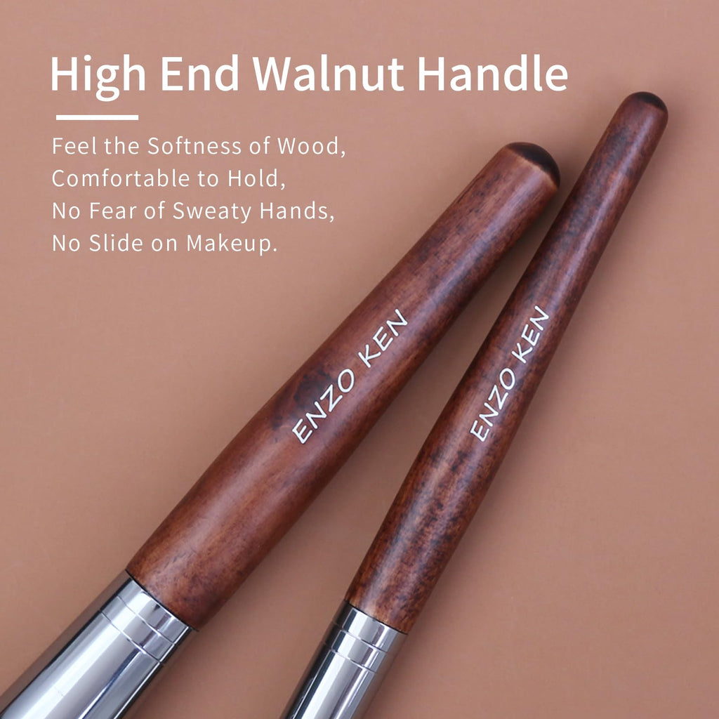 ENZO KEN Deluxe Natural Goat Hair Makeup Brush Set with Case, 24 Cosmetic Brushes Makeup Set, Wooden Natural Makeup Brushes, Natural Bristle Makeup Brush, Natural Hair Makeup Brushes Set Professional.