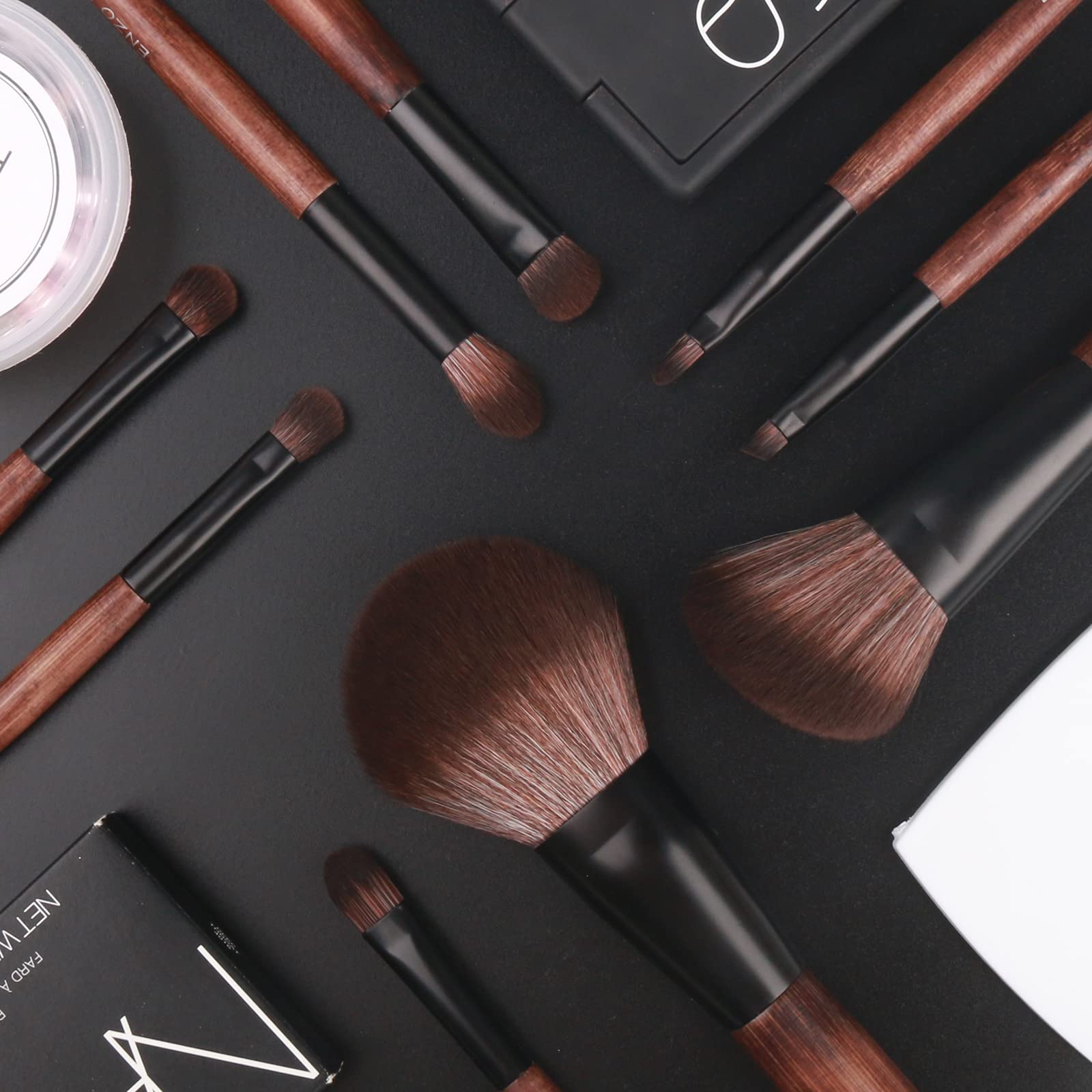 ENZO KEN Deluxe Natural Goat Hair Makeup Brush Set with Case, 24 Cosmetic Brushes Makeup Set, Wooden Natural Makeup Brushes, Natural Bristle Makeup Brush, Natural Hair Makeup Brushes Set Professional.