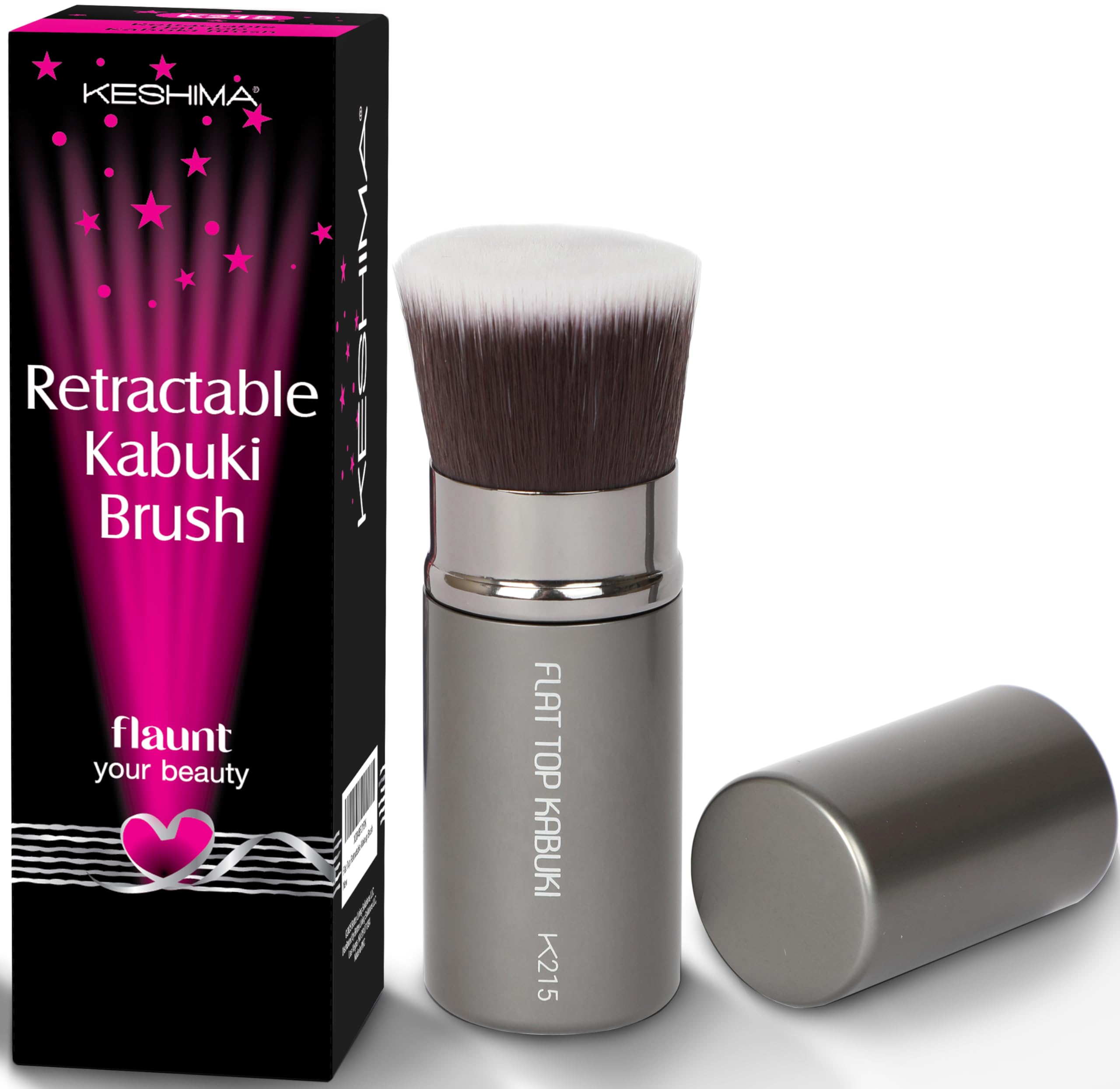 Flat Top Kabuki Foundation Brush By KESHIMA - Premium Makeup Brush for Liquid, Cream, and Powder - Buffing, Blending, and Face - 1.2" Top Diameter