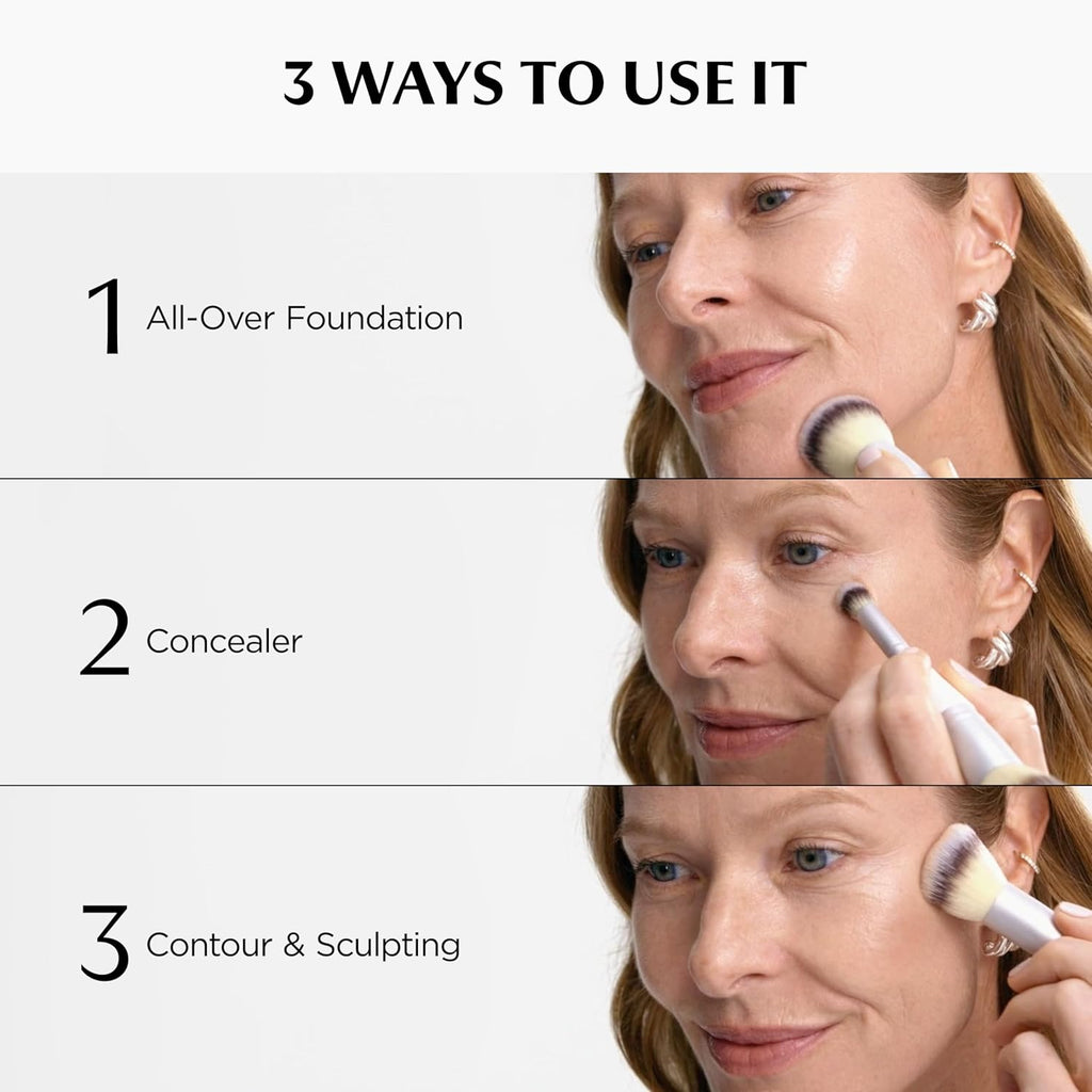 IT Cosmetics Heavenly Luxe Complexion Perfection Brush #7 - Dual-Ended Premium Makeup Brush for Foundation Concealer & Contour, Ultra-Soft Synthetic Fibers, Airbrush Finish, Pro-Hygienic, Cruelty-free