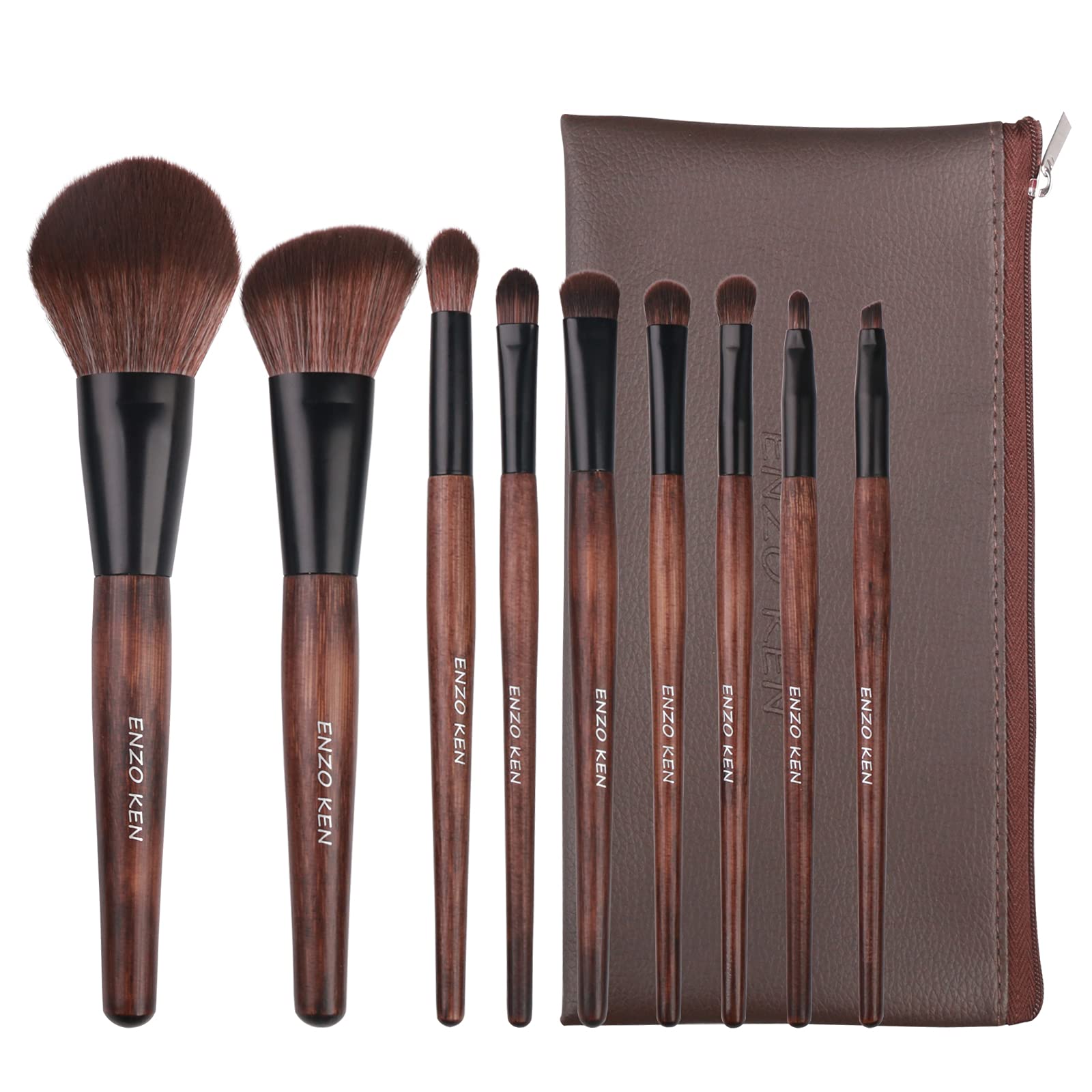 ENZO KEN Deluxe Natural Goat Hair Makeup Brush Set with Case, 24 Cosmetic Brushes Makeup Set, Wooden Natural Makeup Brushes, Natural Bristle Makeup Brush, Natural Hair Makeup Brushes Set Professional.