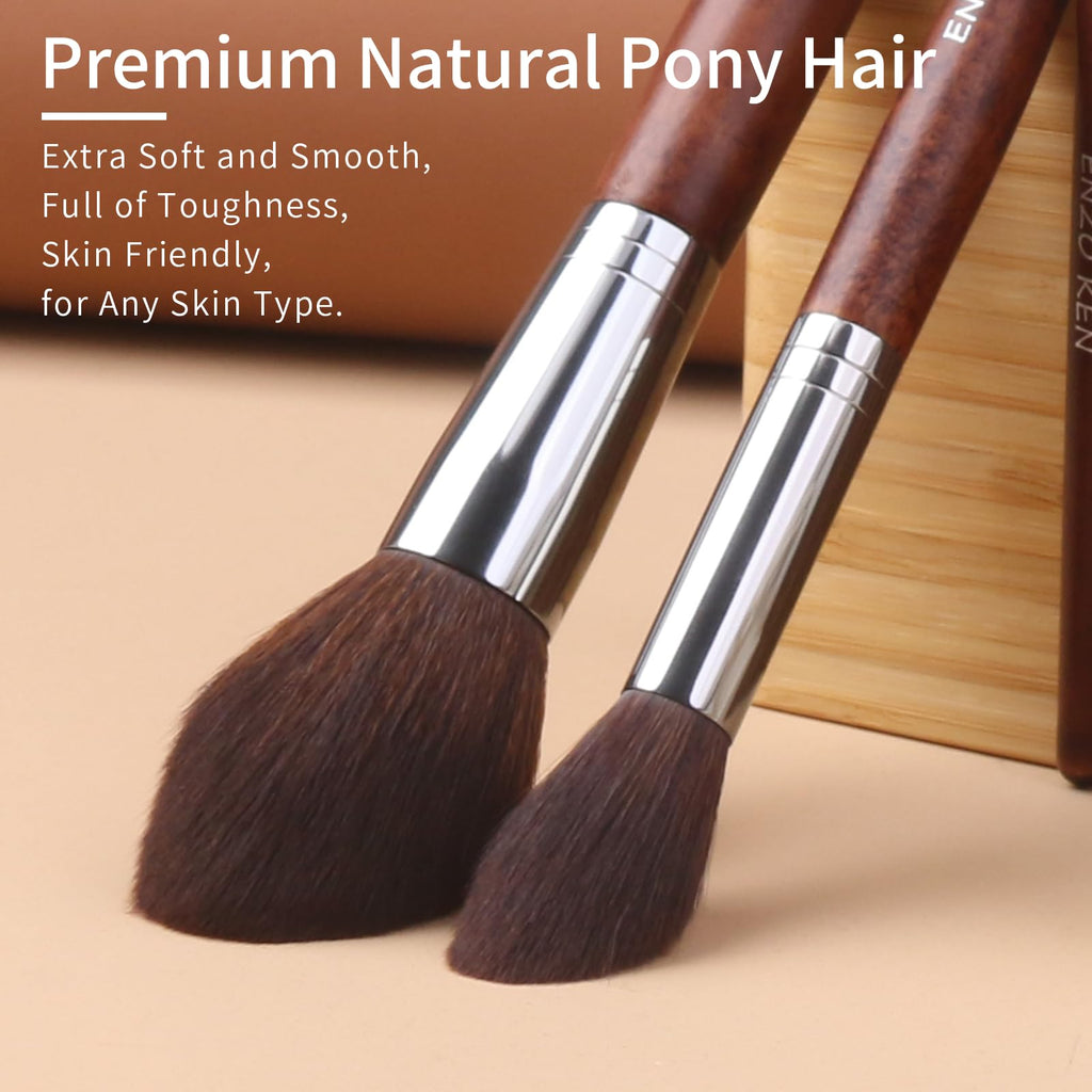 ENZO KEN Deluxe Natural Goat Hair Makeup Brush Set with Case, 24 Cosmetic Brushes Makeup Set, Wooden Natural Makeup Brushes, Natural Bristle Makeup Brush, Natural Hair Makeup Brushes Set Professional.