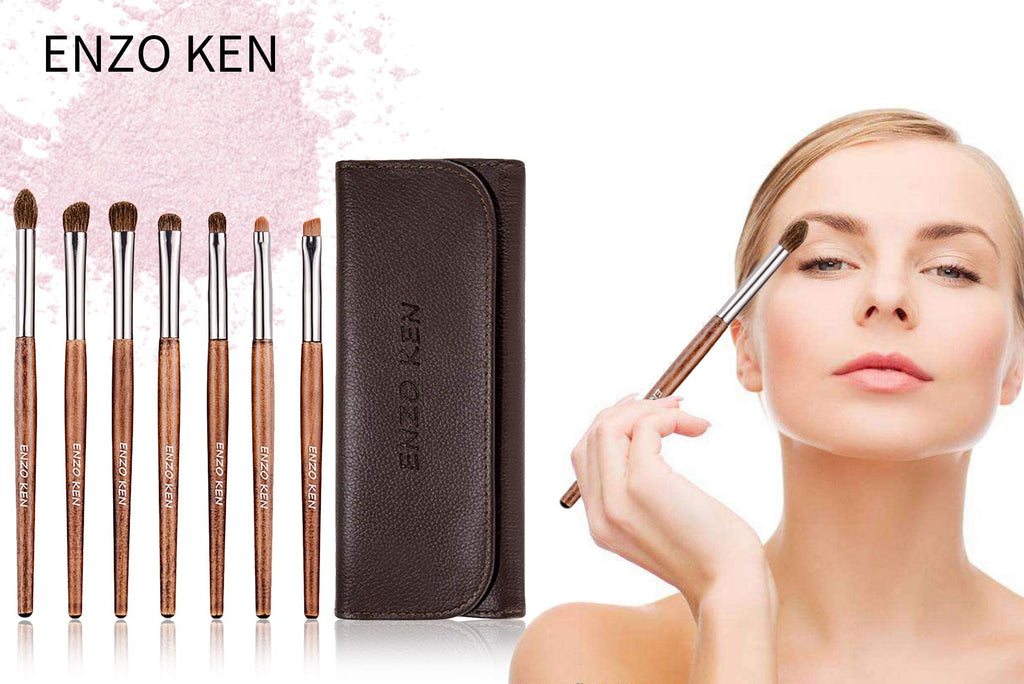 ENZO KEN Deluxe Natural Goat Hair Makeup Brush Set with Case, 24 Cosmetic Brushes Makeup Set, Wooden Natural Makeup Brushes, Natural Bristle Makeup Brush, Natural Hair Makeup Brushes Set Professional.
