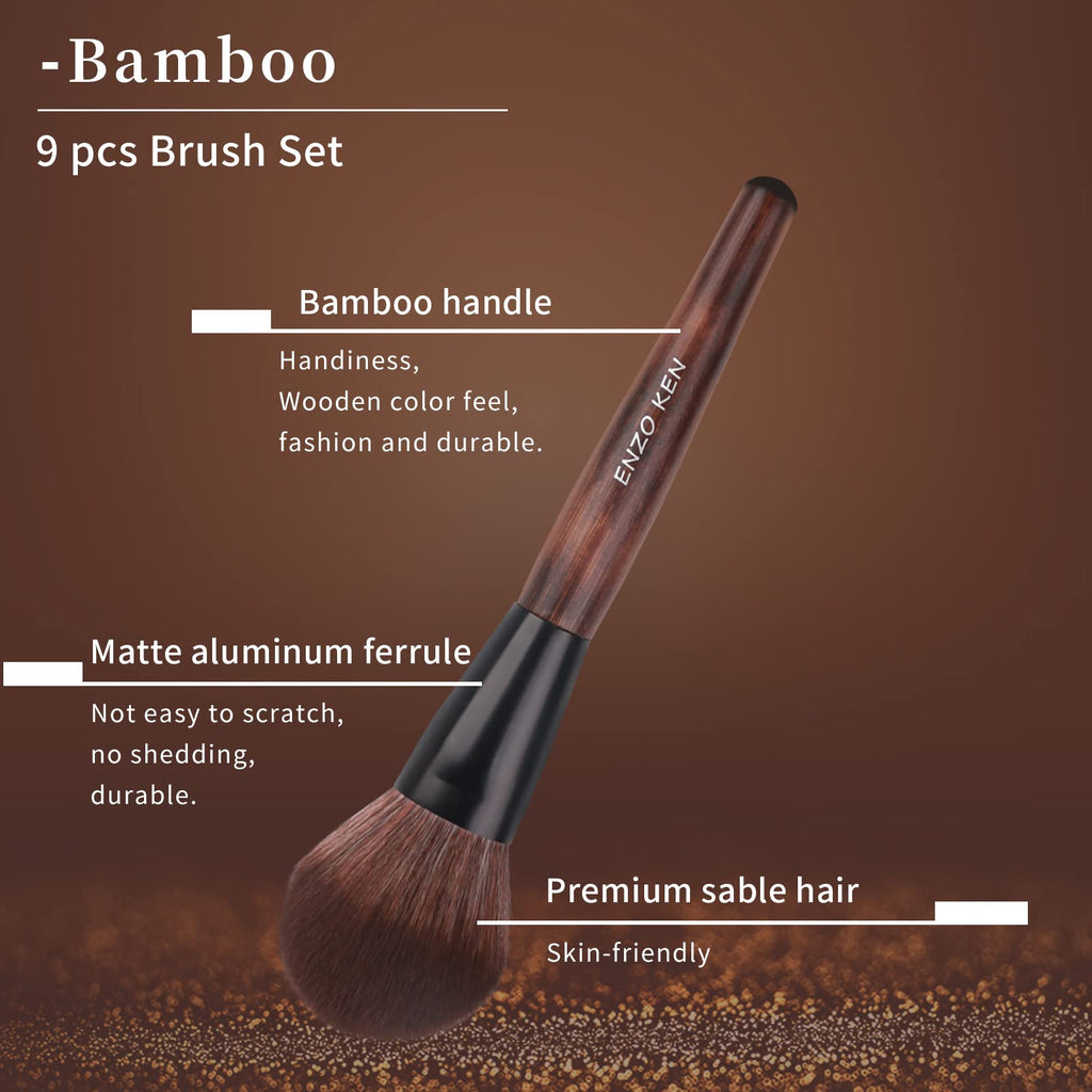 ENZO KEN Deluxe Natural Goat Hair Makeup Brush Set with Case, 24 Cosmetic Brushes Makeup Set, Wooden Natural Makeup Brushes, Natural Bristle Makeup Brush, Natural Hair Makeup Brushes Set Professional.
