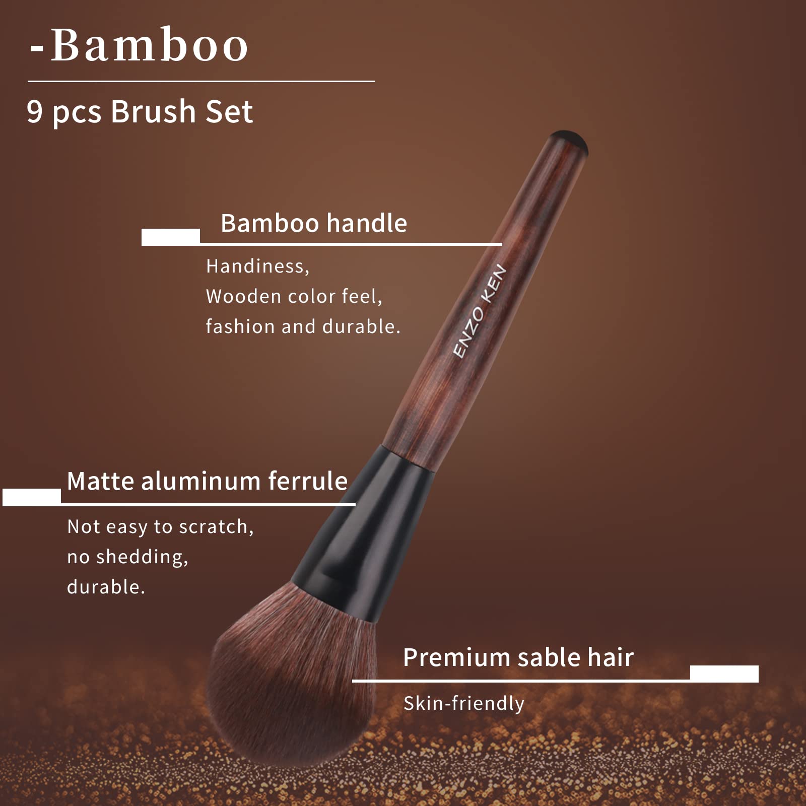 ENZO KEN Deluxe Natural Goat Hair Makeup Brush Set with Case, 24 Cosmetic Brushes Makeup Set, Wooden Natural Makeup Brushes, Natural Bristle Makeup Brush, Natural Hair Makeup Brushes Set Professional.