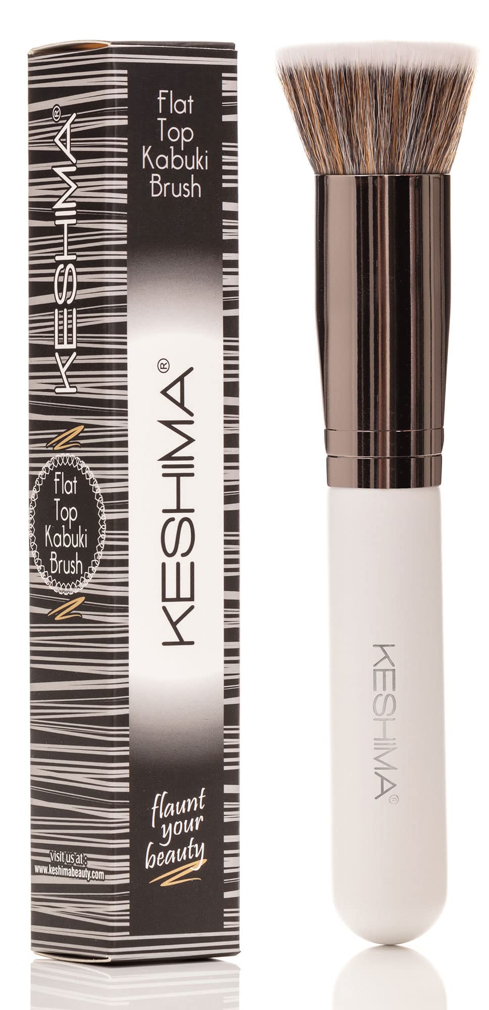Flat Top Kabuki Foundation Brush By KESHIMA - Premium Makeup Brush for Liquid, Cream, and Powder - Buffing, Blending, and Face - 1.2" Top Diameter